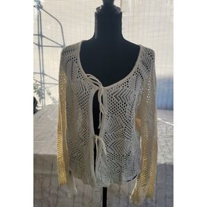 Crochet cardigan size (XL ) color off white By Celebrity, Y2K, Mod, romatic, fun